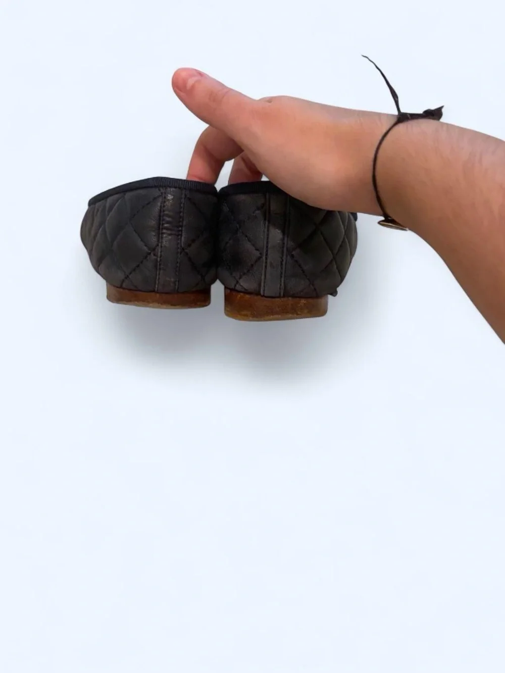Chanel Black Quilted Leather Ballerina Flats